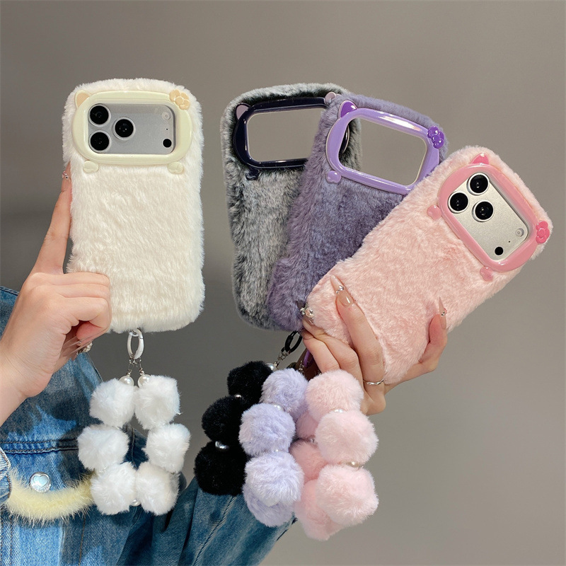 Phone Cases For Iphone 13 - غطاء هاتف فاخر من الفرو الناعم
