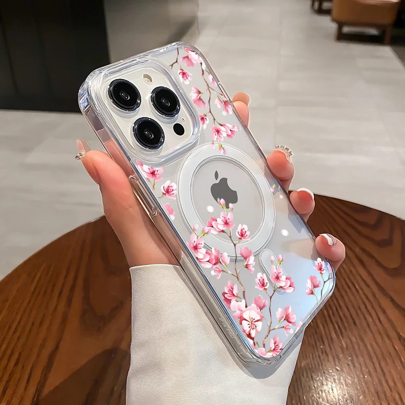 Phone Cases Expensive - غطاء فاخر وردي اللون بتصميم الزهور