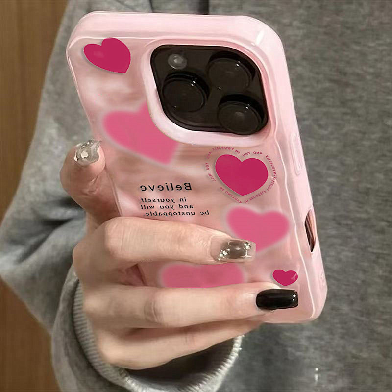Phone Cases Expensive - الفاخرة الوردي الحب القلب طيات الملمس