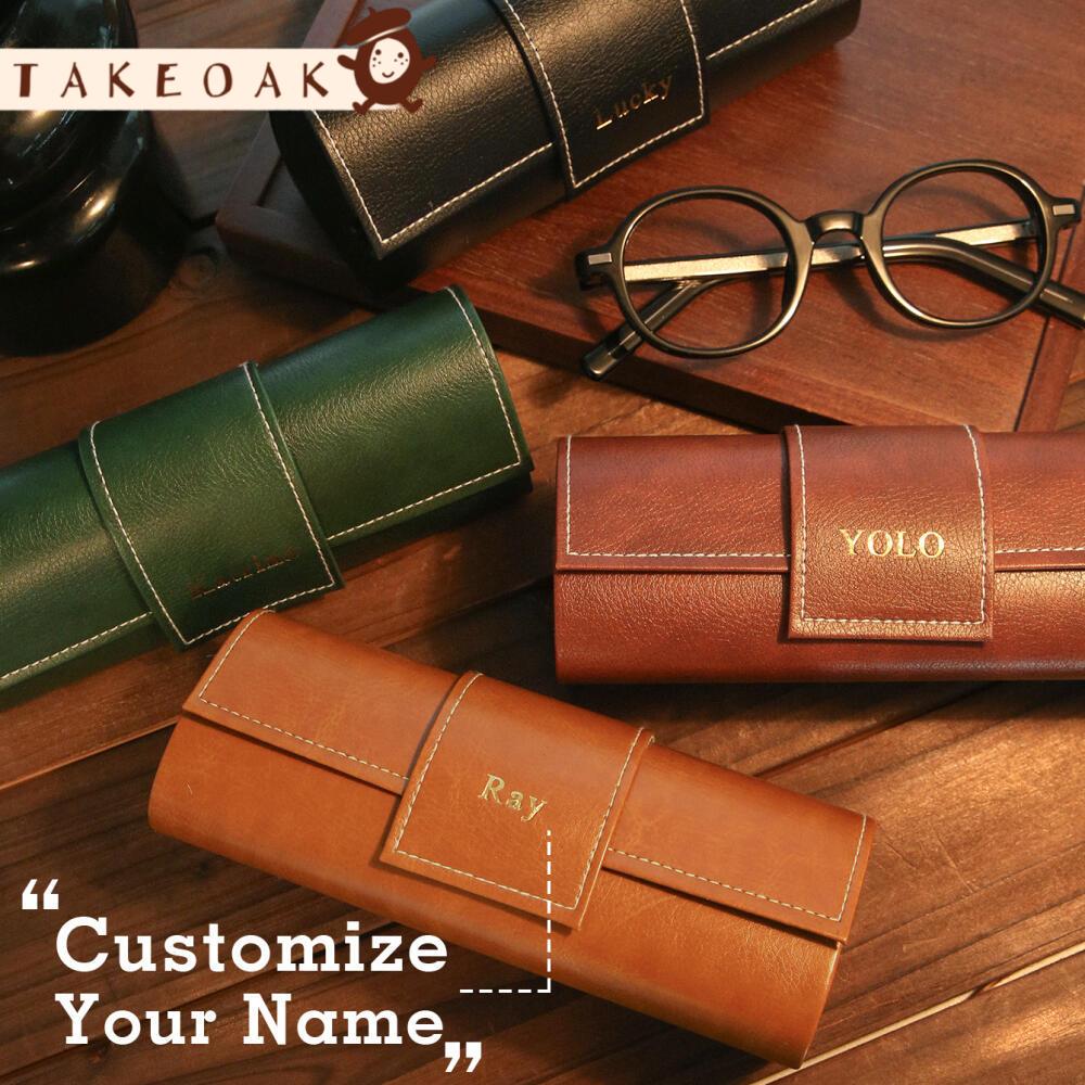 Monogram Custom Case - علبة نظارات جلدية مخصصة بالاسم، حافظة