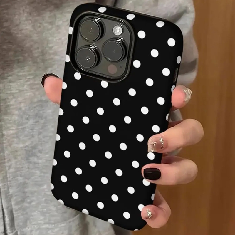 جراب هاتف أسود بنقاط بيضاء بتص - مراجعة Phone Cases Burga وسعره